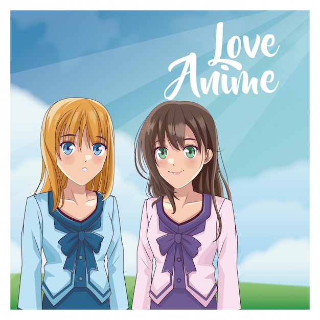 Liefde anime vrouw cartoon