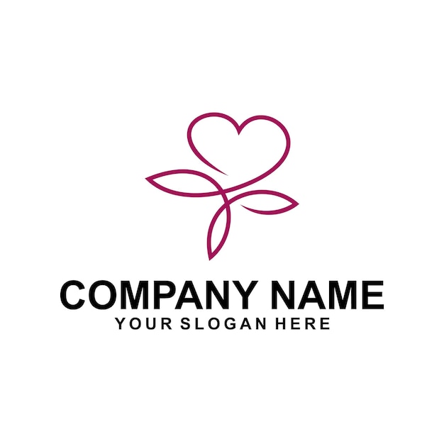 Vector liefde blad bloem logo bedrijf