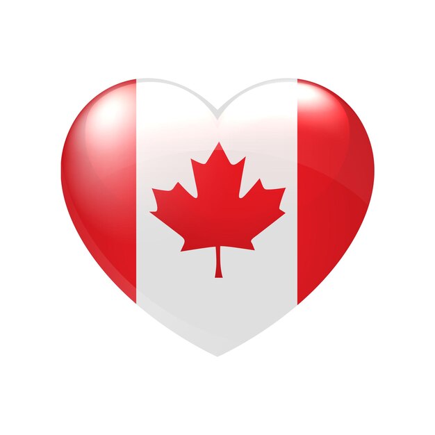 Liefde Canada symbool. Hart vlagpictogram. Vector geïsoleerde illustratie eps10