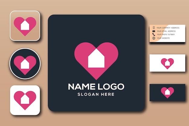 liefde combinatie huis logo concept