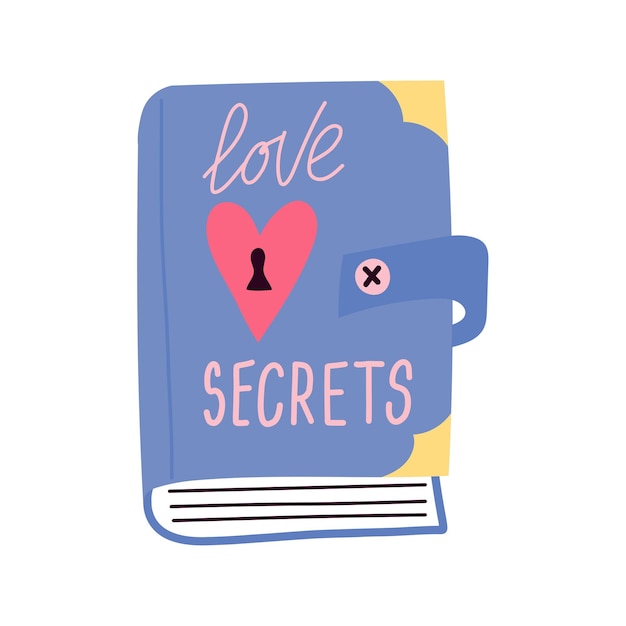 Liefde dagboek illustratie met belettering 'love secrets'