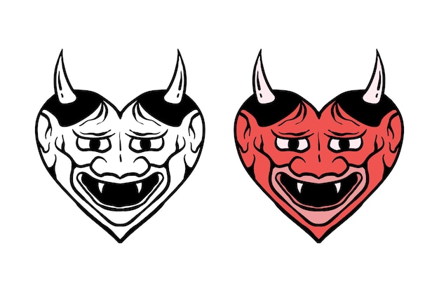 Liefde demon illustratie print op t-shirts jas en souvenirs of tatoeage Premium