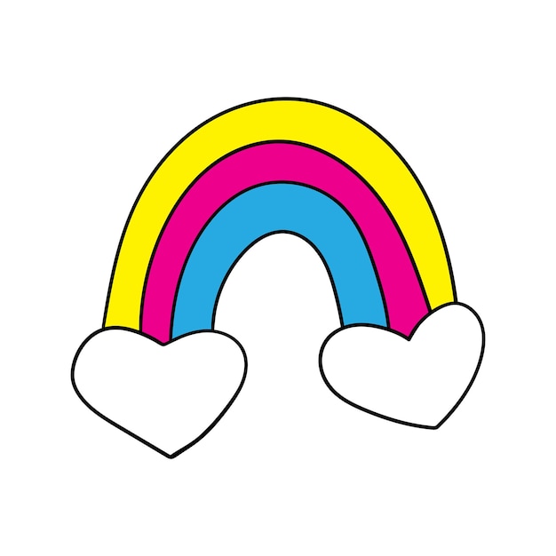 Vector liefde doodle icoon regenboog met hart wolken