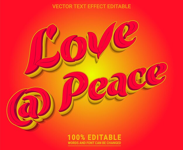 Liefde en vrede bewerkbare teksteffect vector