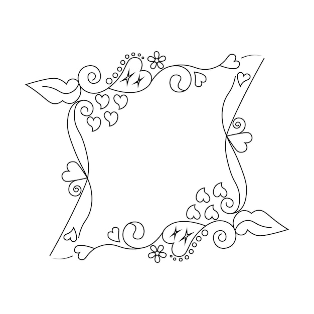 liefde frame schets bloemen rechthoek frame ontwerp vector