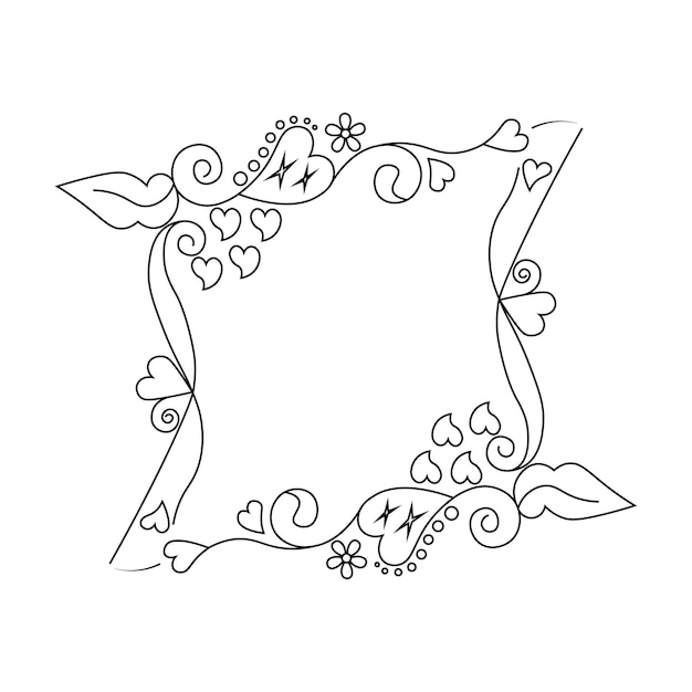 Liefde frame schets bloemen rechthoek frame ontwerp vector