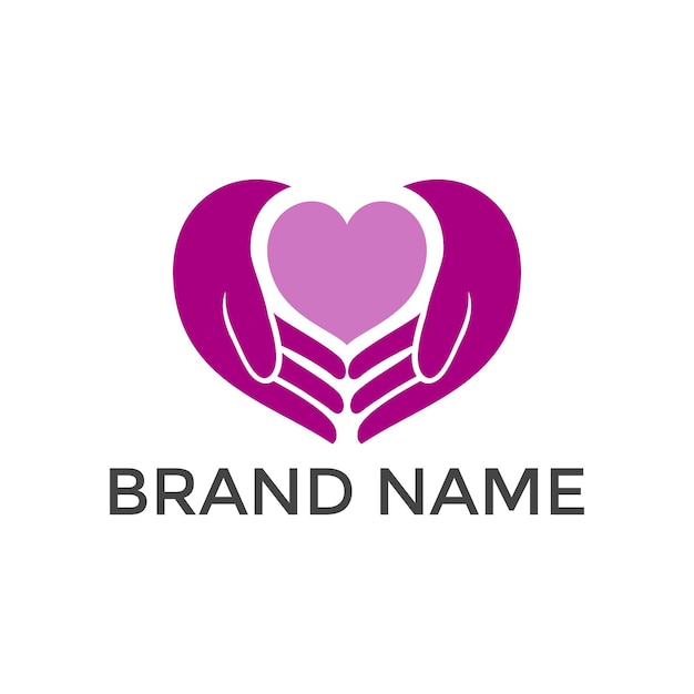 Liefde geven hart handen met logo ontwerp vector
