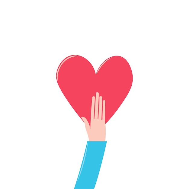 Liefde hand getrokken vectorillustratie Hand met hart geïsoleerd Valentijn dag romantische vakantie