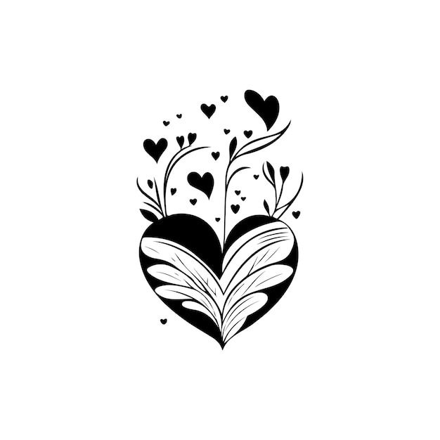Liefde hart Icon hand tekenen zwarte kleur valentijnsdag logo vector element en symbool