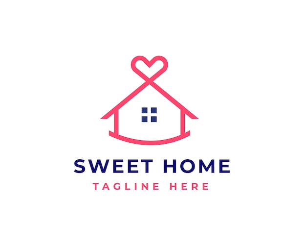 Liefde huis sweet home logo vector pictogram illustratie