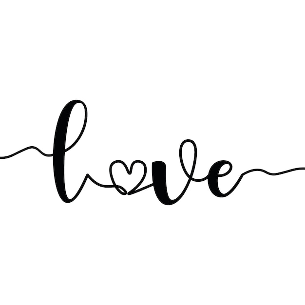 Liefde, liefde met hart, one line love, Valentines, love print art, vector illustratie