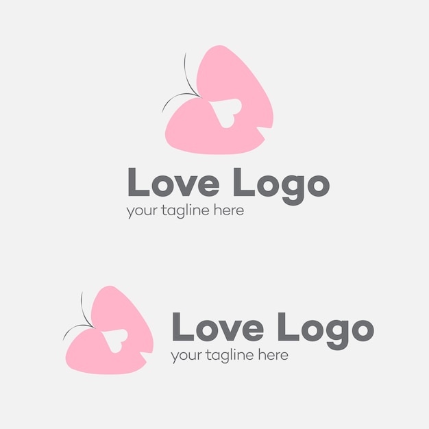 Liefde Logo Ontwerp Plat Roze