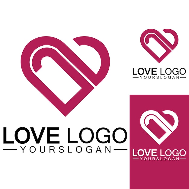 Liefde logo ontwerp vector geometrische haard logo vector lineaire liefde vector logo concept Hart vorm logo ontwerp