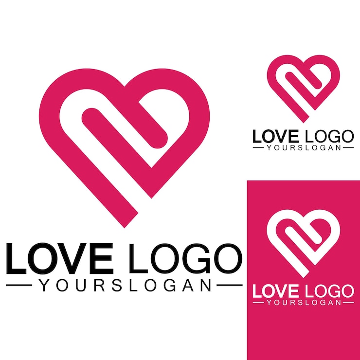 Vector liefde logo ontwerp vector geometrische haard logo vector lineaire liefde vector logo concept hart vorm logo ontwerp
