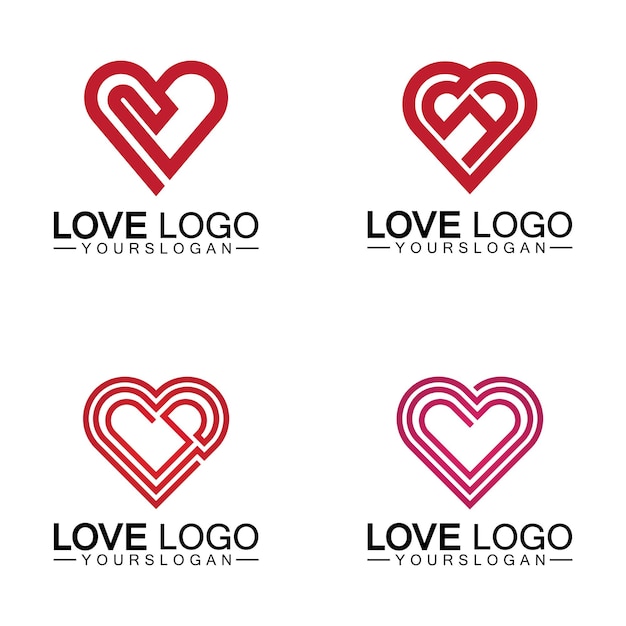 Liefde logo ontwerp vector geometrische haard logo vector lineaire liefde vector logo concept Hart vorm logo ontwerp