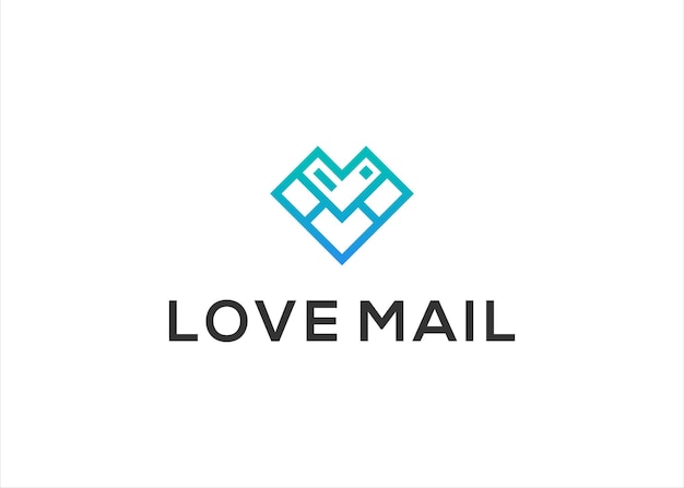 Liefde Mail Logo Vector ontwerpsjabloon