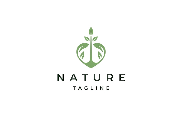 Liefde plant natuur logo pictogram ontwerp sjabloon platte vectorillustratie