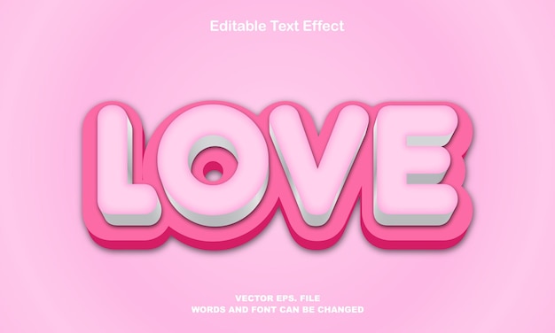Liefde roze kleur 3D-stijl teksteffecten voor valentijn