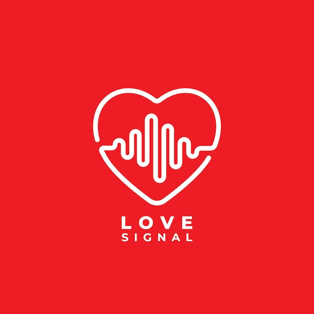 Liefde signaal logo ontwerpsjabloon Hart of liefde icoon met pulse signaal logo concept Pictrogram overzicht vector illustratie geïsoleerd op witte achtergrond
