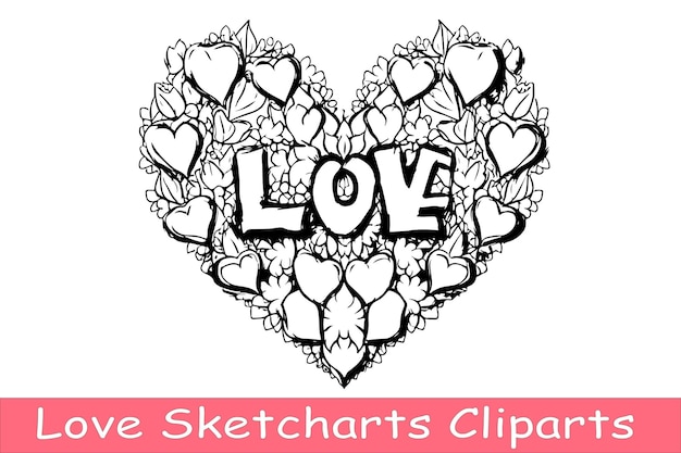 Vector liefde sketch arts cliparts
