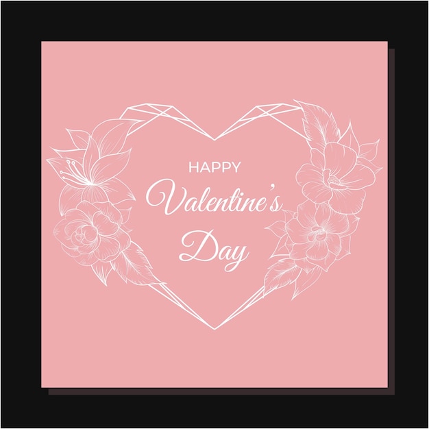 Liefde valentijnsdag kaart sjablonen ontwerp met bloem omtrek
