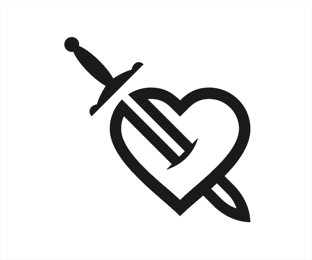 liefde zwaard logo ontwerp vectorillustratie