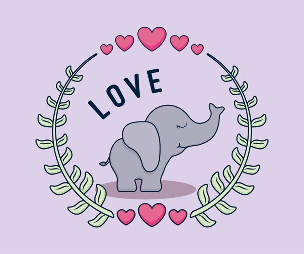 Liefdekaart met olifant