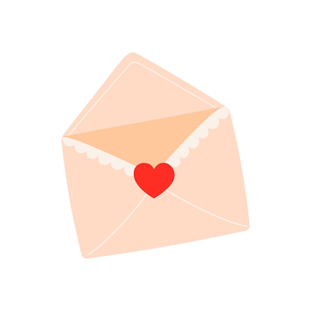 Vector liefdesbrief envelop met hart en liefdesboodschap valentijnsdag cartoon vector illustratie