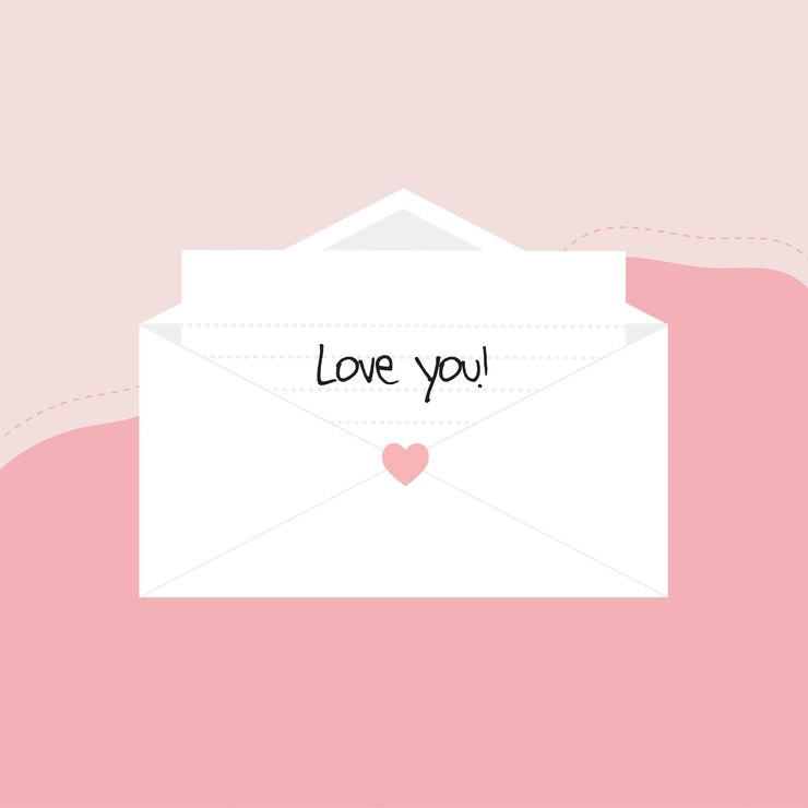 Liefdesbrief met handschrift in envelop