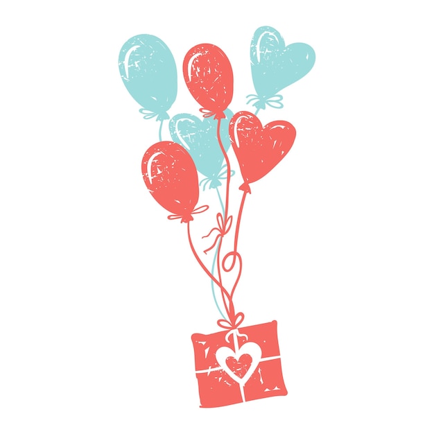 Liefdesbrief wordt gedragen door ballonnen