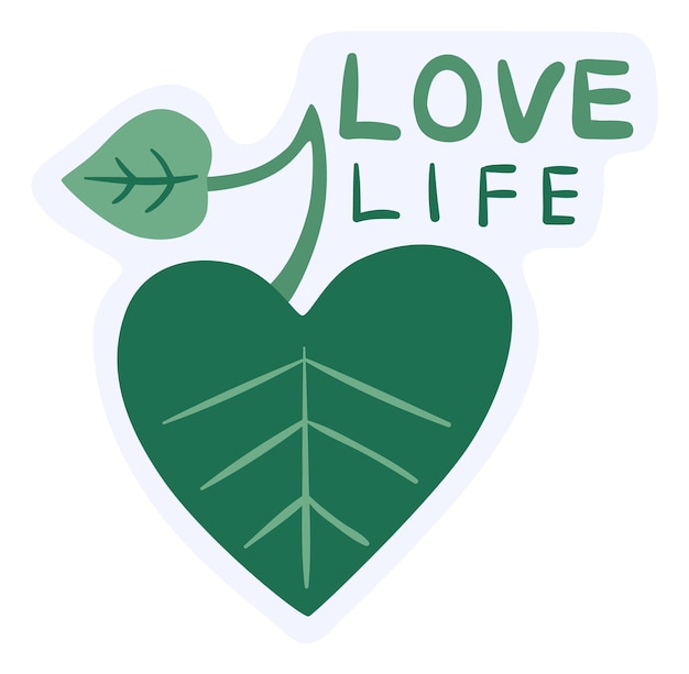 Liefdesleven sticker met groen blad Ecologisch milieulabel