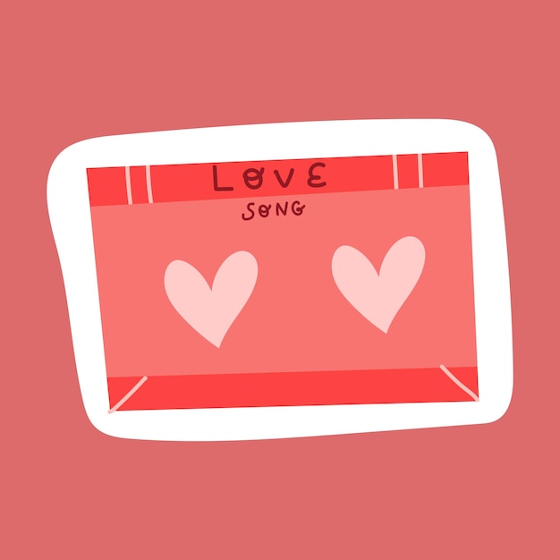 Vector liefdeslied stickertape cartoon audiotape met hartjes