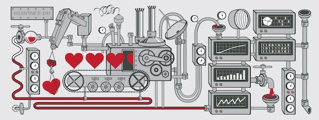 Vector liefdesthemabanner met plant- en harttekens