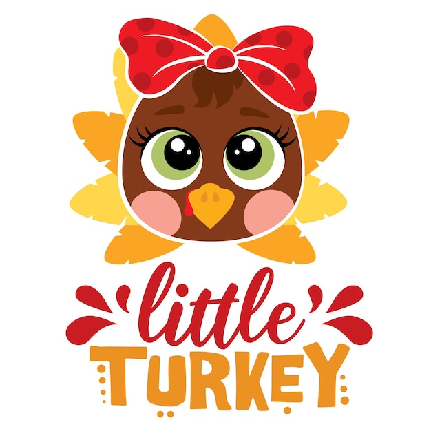 Lieve kleine miss Turkije vectorillustratie voor meisje Herfst vector ontwerp goed voor uitnodiging T shirt print poster kaart sticker label Mijn eerste Thanksgiving baby ontwerp