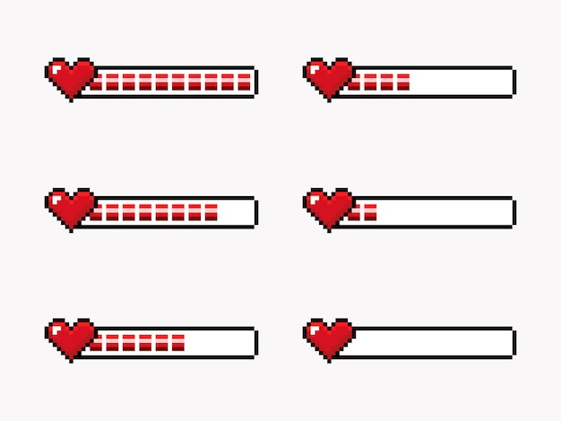 Life bar elements for pixel game