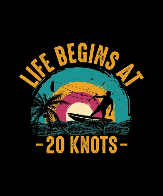 Life Begins at 20 Knots Summer Beach Tshirt Design