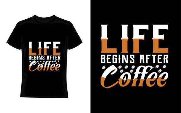 人生はコーヒーを飲んだ後に始まる カフェTシャツデザイン