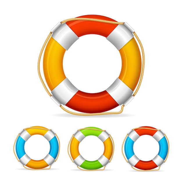Life Buoy Color Set. Ship Element. Vector illustration