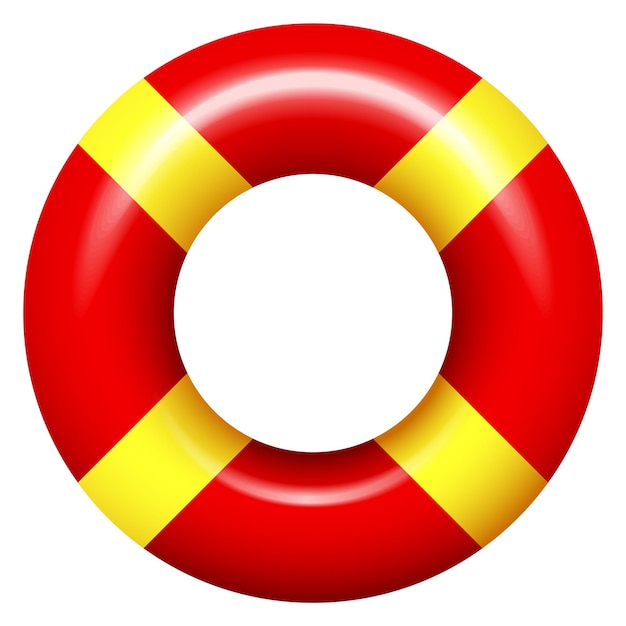 Vector life buoy inflatable red lifesaver rubber ring