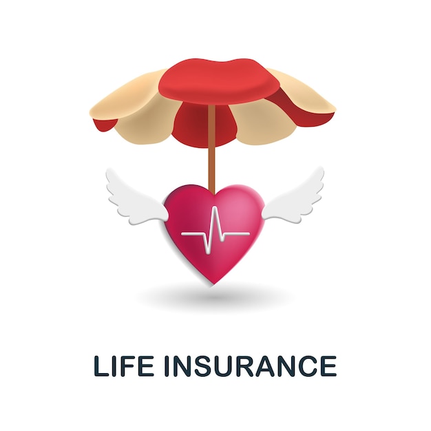 Life Insurance icon 3d illustration from insurance collection Creative Life Insurance 3d icon for web design templates infographics and more