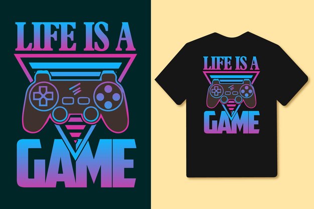 Вектор life is a game глюк красочная типография джойстик геймпад футболка слоган и товары