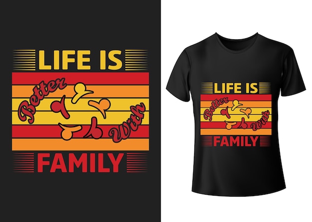 인생은 가족 티셔츠 인쇄술 따옴표로 타자입니다.