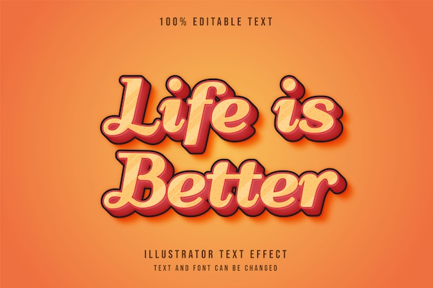 Life is better,3d Editable text effect  emboss pattern style