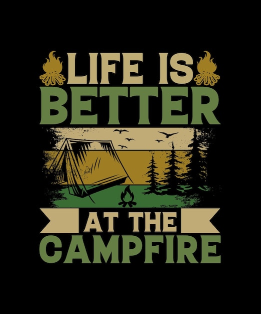 人生はキャンプファイヤー T シャツのデザインでより良い