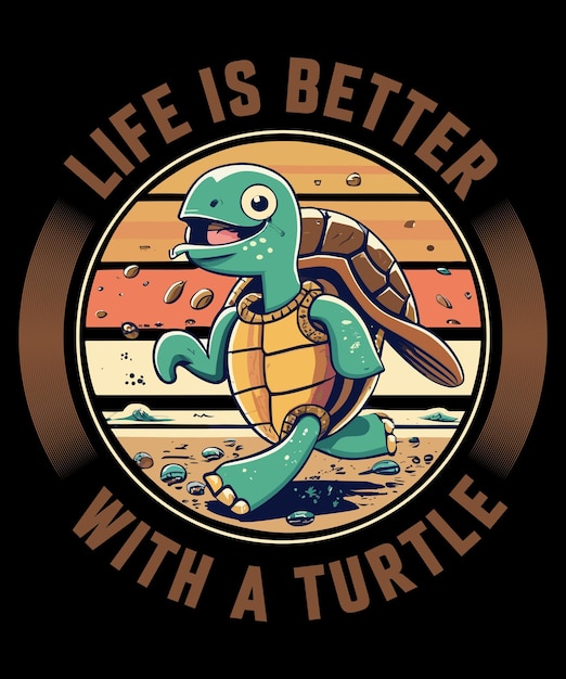 거북이 티셔츠 디자인으로 삶이 더 좋아집니다