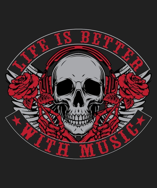 Life Is Better With Music free vector tshirt design