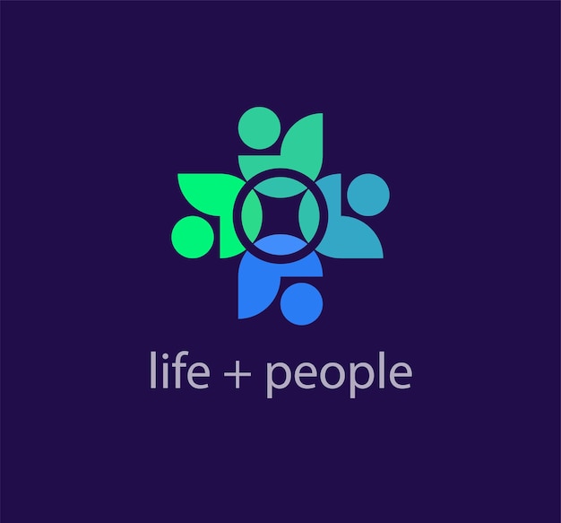 Life and people raising hands, solidarity idea logo. Corporate healthcare company logo template