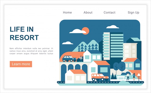 Life in resort landing page template