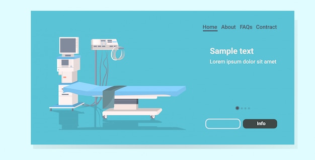 Vettore macchina di supporto vitale e landing page del letto