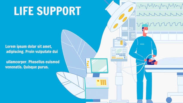 Life support vector web banner with text space